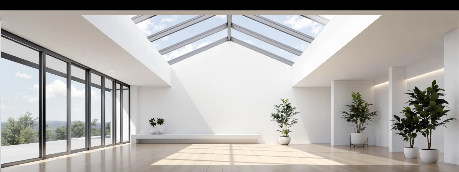 Lichtstraat op plat dak in moderne woonkamer