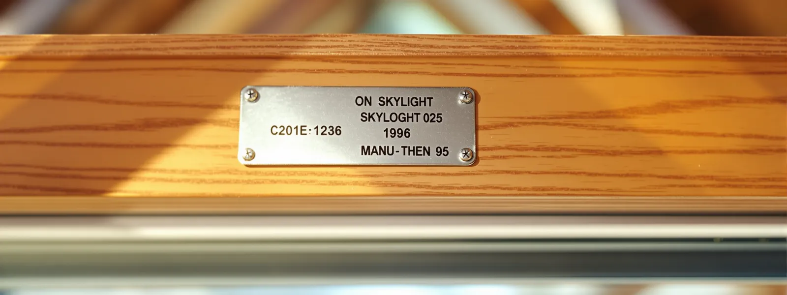 Typeplaatje op een dakraam frame